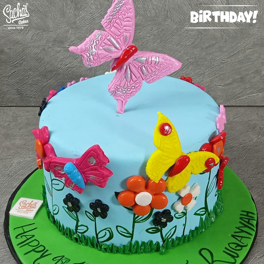 Flowers and Butterfly Theme Birthday Cake Sacha's Cakes