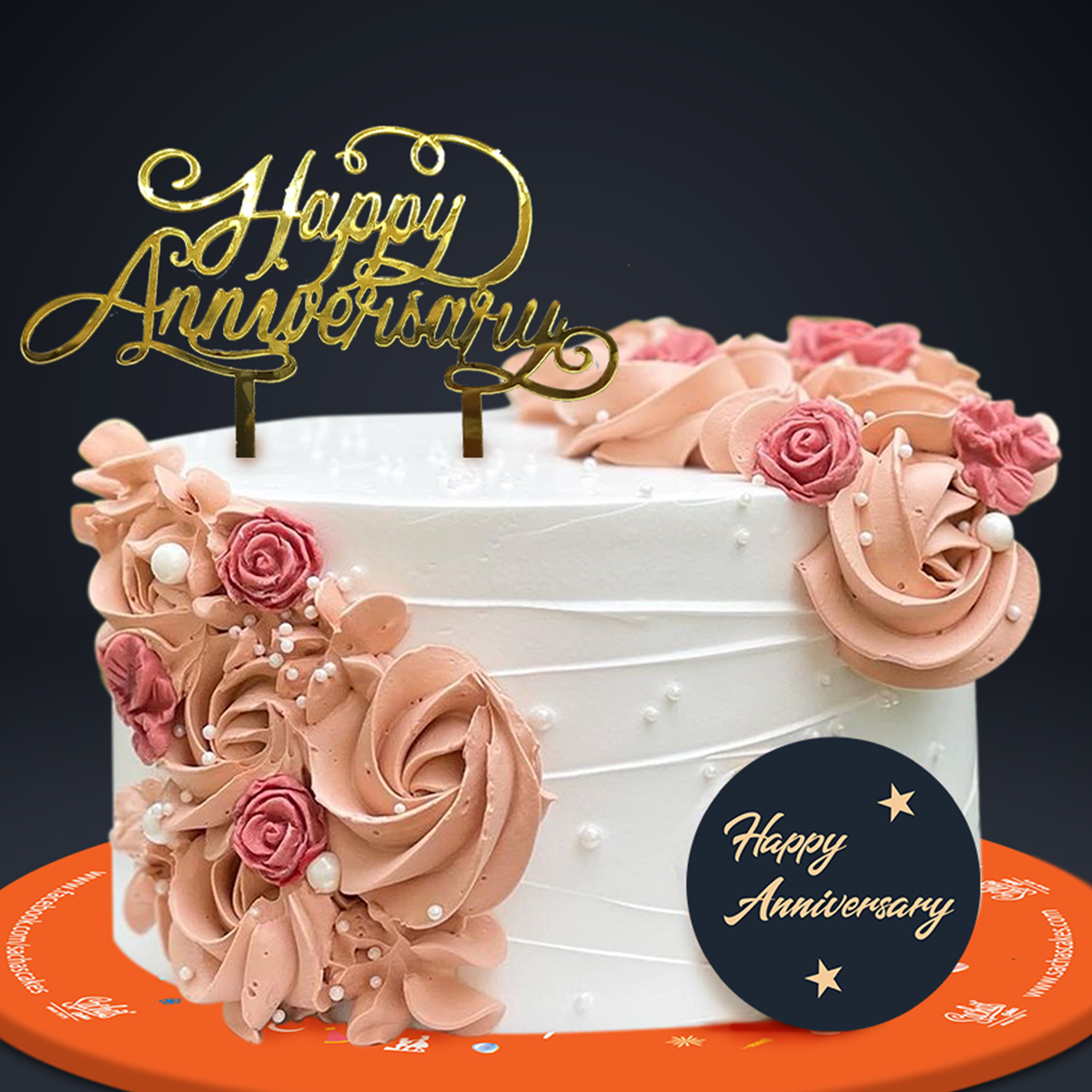 Elegant White Cake with Rosette and Pearls - Sacha's Cakes 