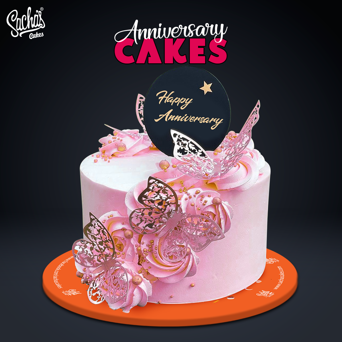 Pink theme Anniversary Cake - Sacha's Cakes 