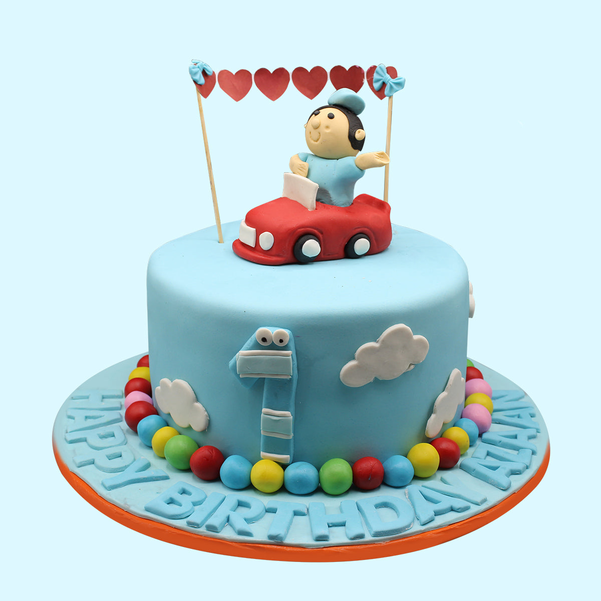 Cute Kid on a Car Fondant Cake - Sacha's Cakes 