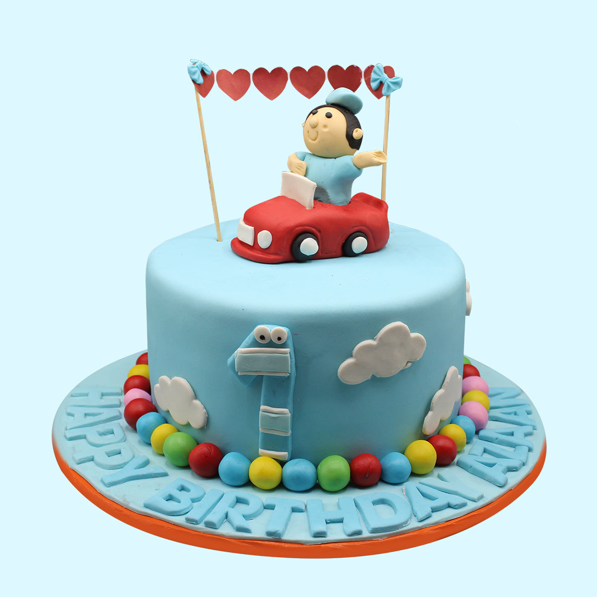 Cute Kid on a Car Fondant Cake – Sacha's Cakes - Main Image
