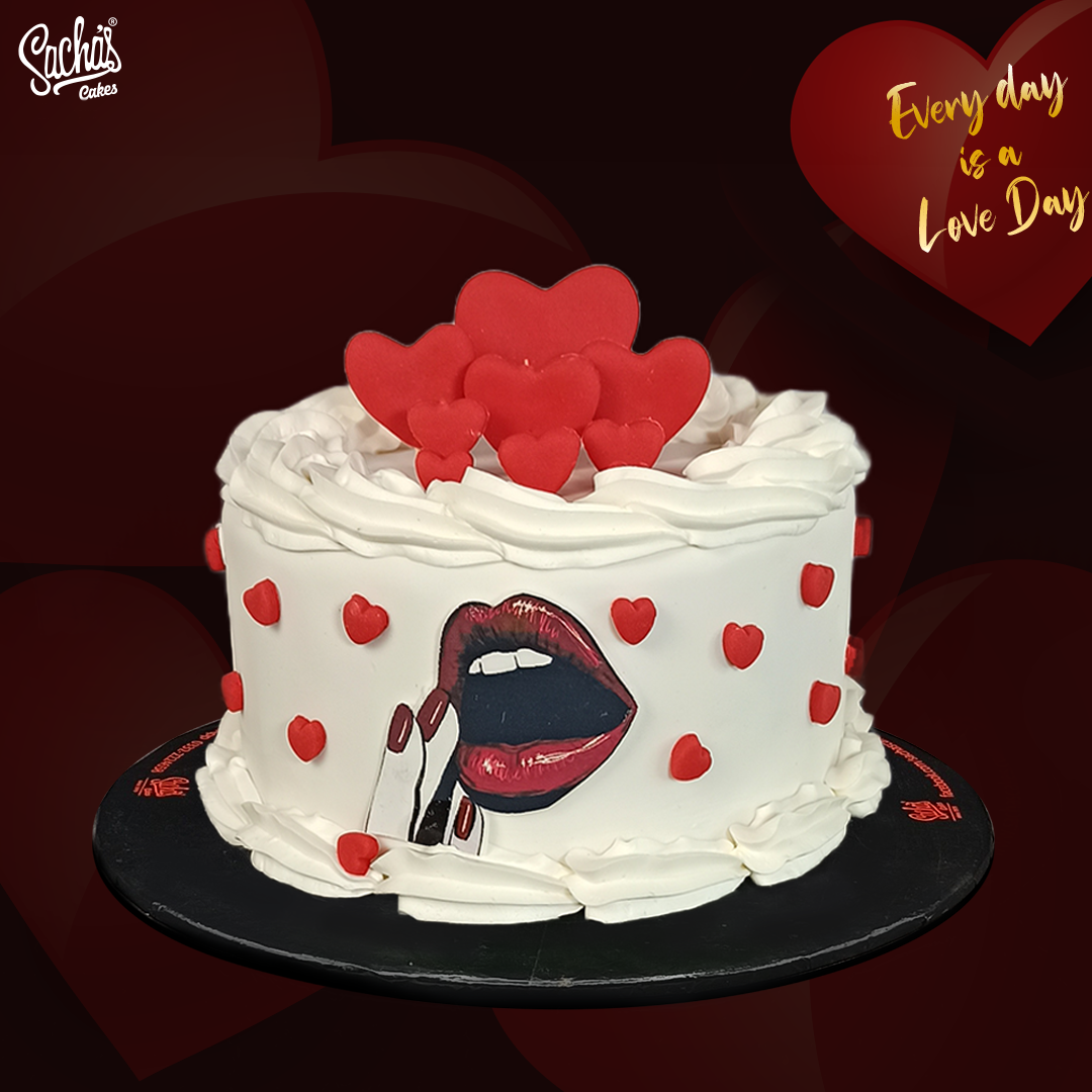White & Red Theme Love Cake