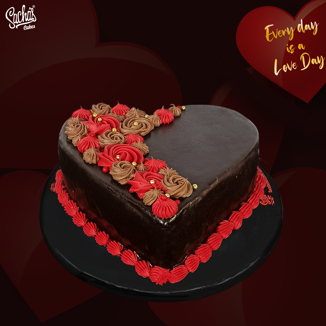 Rosette on Chocolate Heart Cake