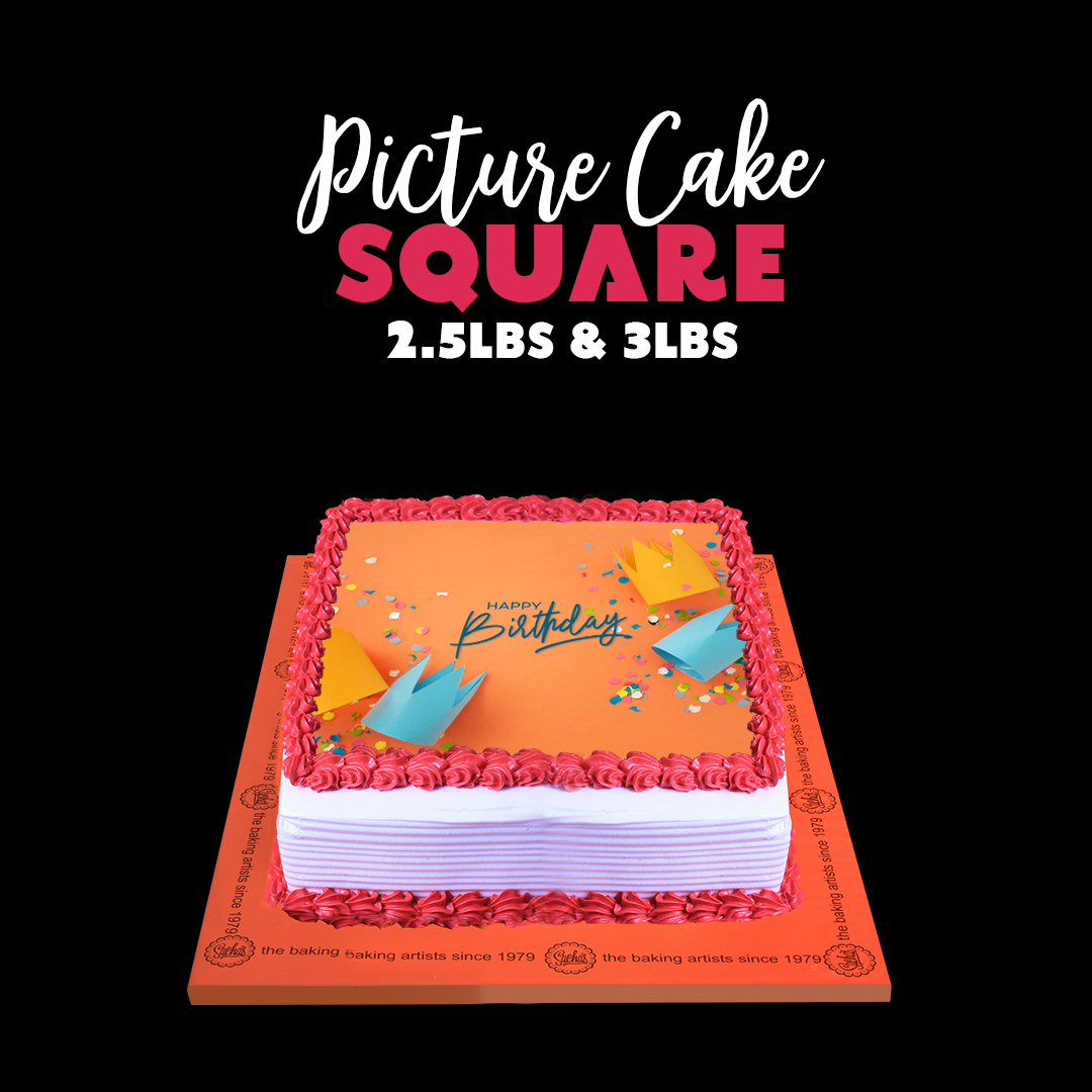 Customized Picture Cake Square Shape 2.5lbs and 3lbs - Sacha's Cakes 