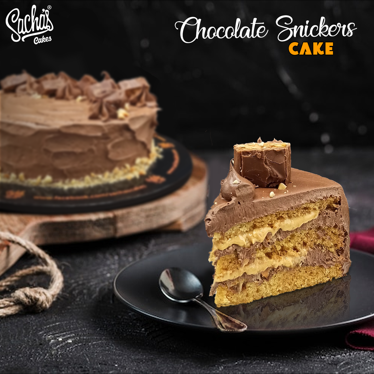 Chocolate Snickers Cake – Sacha's Cakes